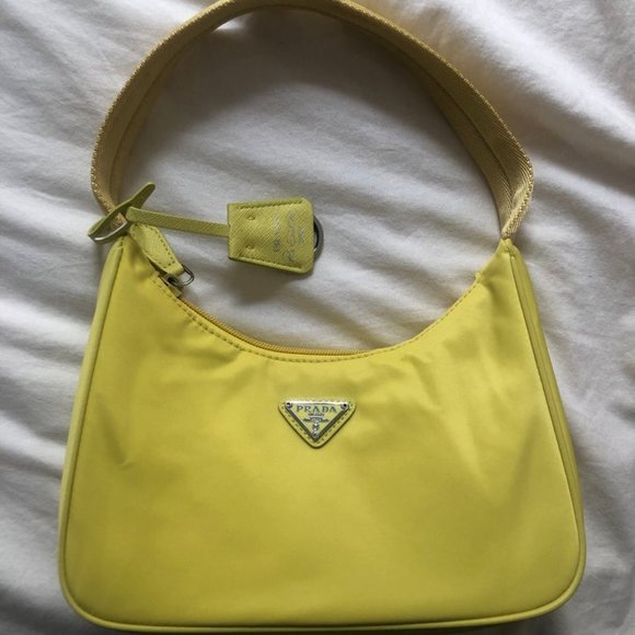 Triangle Nylon Bag Yellow 90s Bag - Picture 1 of 2